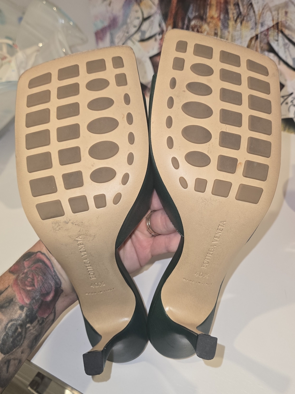 Bottega Veneta Stretch Leather Mules Dark Green - Picture 5 of 5
